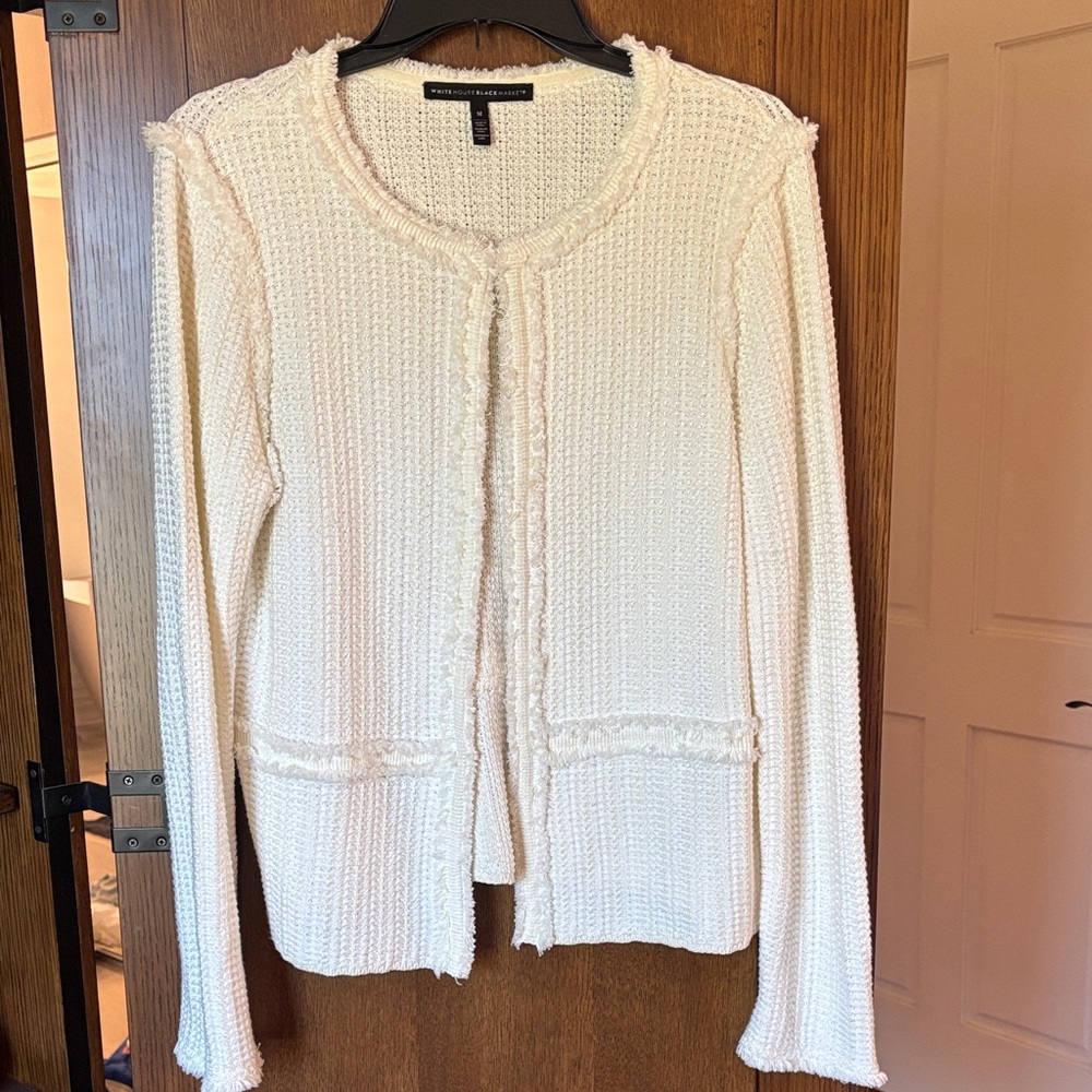 White House Black Market Cream Cardigan Sweater